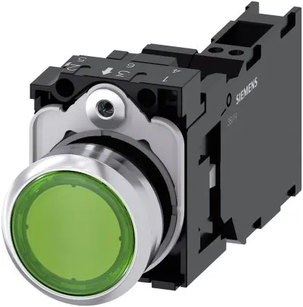 Siemens SIRIUS ACT 3SU11 Druckschalter Beleuchtet Trennplatte Ø 22 mm, SPST Grün, IP66, IP67, IP69K