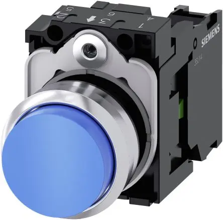Produktfoto 1 von Siemens SIRIUS ACT 3SU11 Druckschalter Trennplatte Ø 22 mm, SPST Blau, IP66, IP67, IP69K