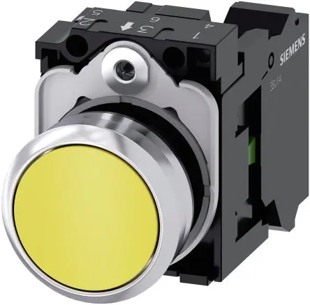 Produktfoto 1 von Siemens SIRIUS ACT 3SU11 Druckschalter Trennplatte Ø 22 mm, SPST Gelb, IP66, IP67, IP69K