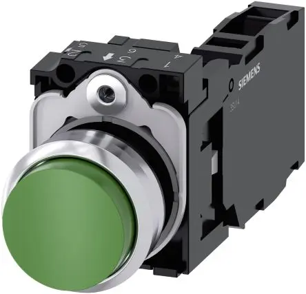 Produktfoto 1 von Siemens SIRIUS ACT 3SU11 Druckschalter Trennplatte Ø 22 mm, SPST Grün, IP66, IP67, IP69K
