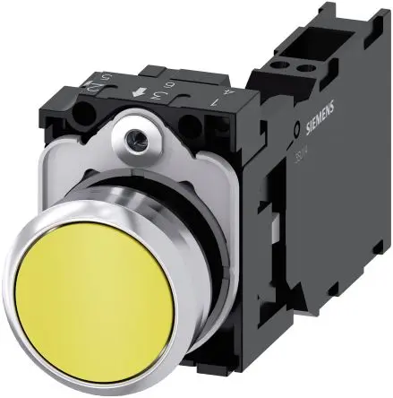 Produktfoto 1 von Siemens SIRIUS ACT 3SU11 Druckschalter Trennplatte Ø 22 mm, SPST Gelb, IP66, IP67, IP69K