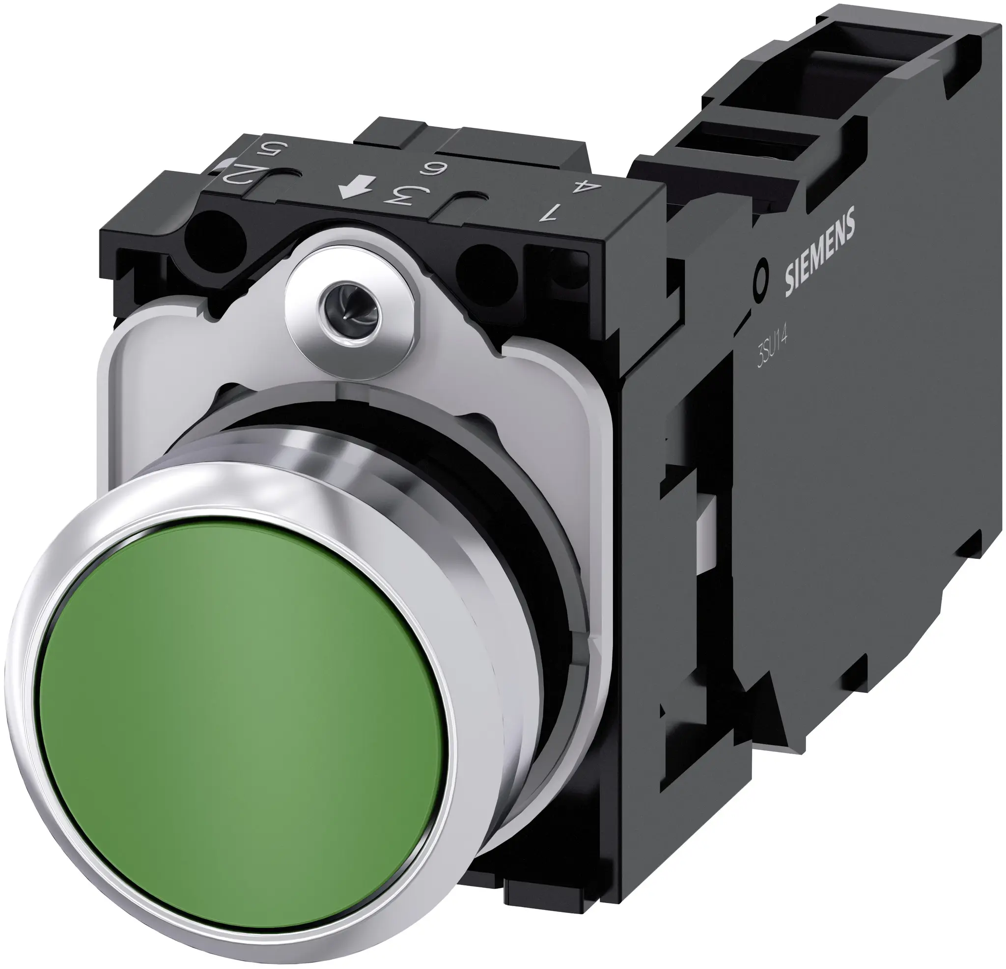 Produktfoto 1 von Siemens SIRIUS ACT 3SU11 Drucktasten-Kompletteinheit Trennplatte Ø 22.3 mm, SPST Grün, IP69K, IP40, IP66
