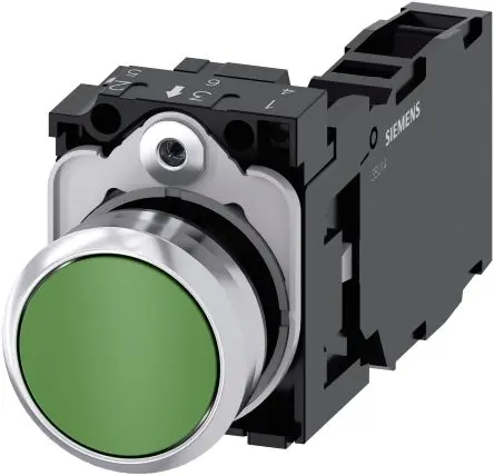 Produktfoto 1 von Siemens SIRIUS ACT 3SU11 Druckschalter Trennplatte Ø 22 mm, SPST Grün, IP66, IP67, IP69K