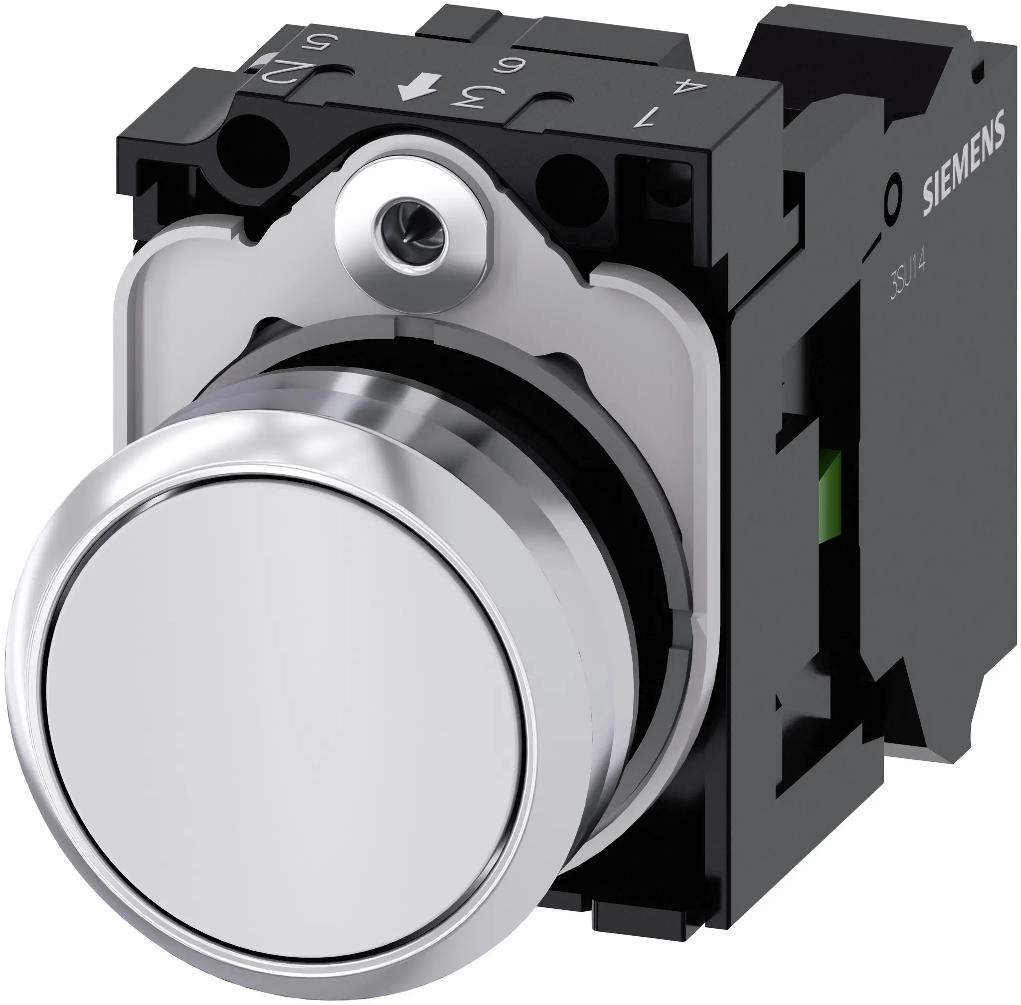 Produktfoto 1 von Siemens SIRIUS ACT 3SU11 Drucktasten-Kompletteinheit Trennplatte Ø 22.3 mm, SPST Weiß, IP66, IP40, IP69K