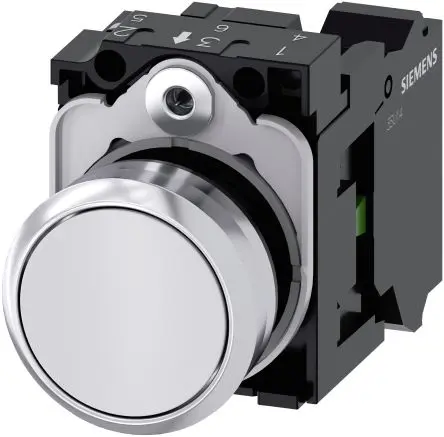 Produktfoto 1 von Siemens SIRIUS ACT 3SU11 Druckschalter Trennplatte Ø 22 mm, SPST Weiß, IP66, IP67, IP69K