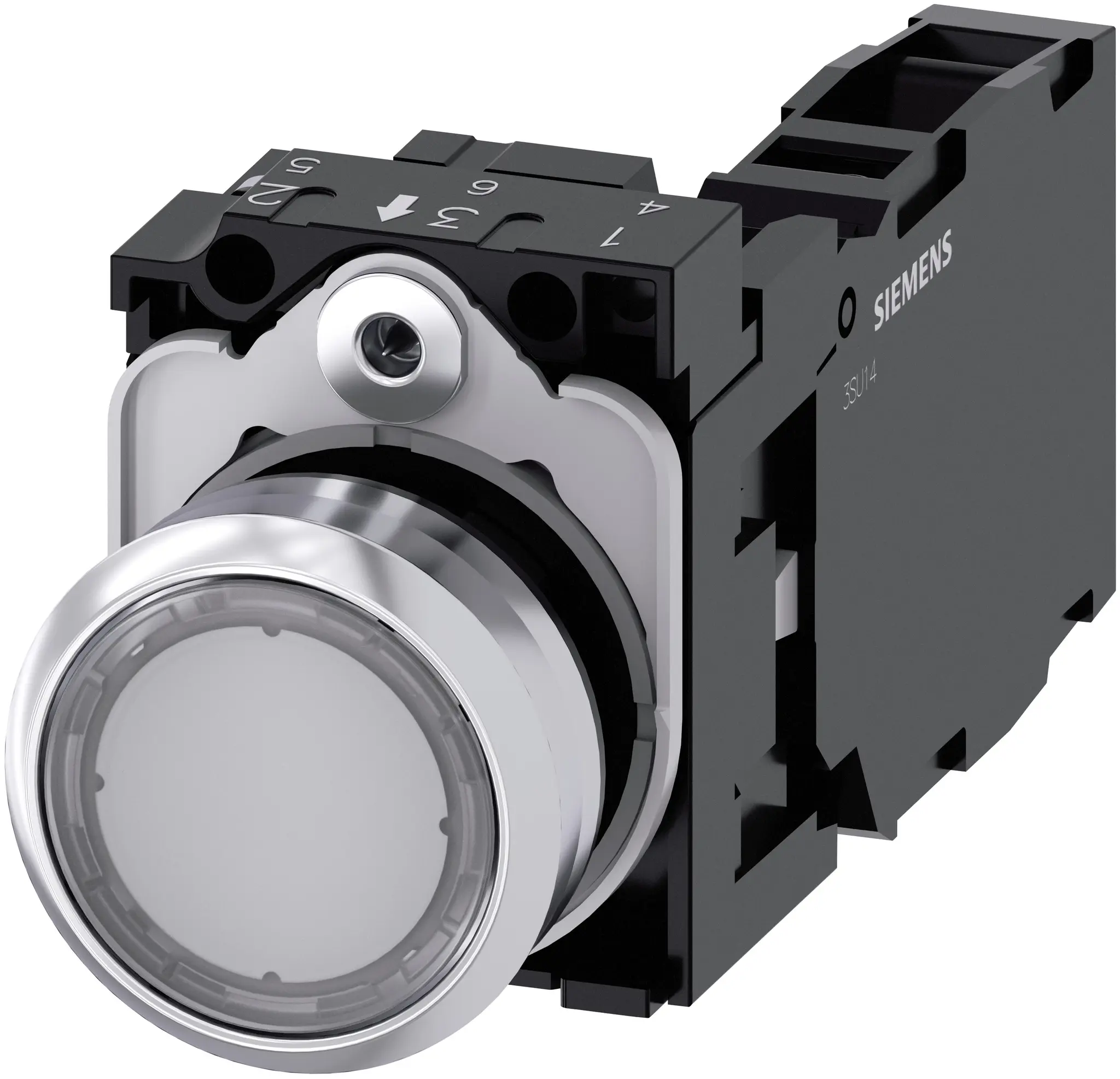 Produktfoto 1 von Siemens SIRIUS ACT 3SU11 Drucktasten-Kompletteinheit Trennplatte Ø 22.3 mm, SPST lichtdurchlässig, IP66, IP69K, IP40