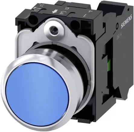 Produktfoto 1 von Siemens SIRIUS ACT 3SU11 Druckschalter Trennplatte Ø 22 mm, SPST Blau, IP66, IP67, IP69K
