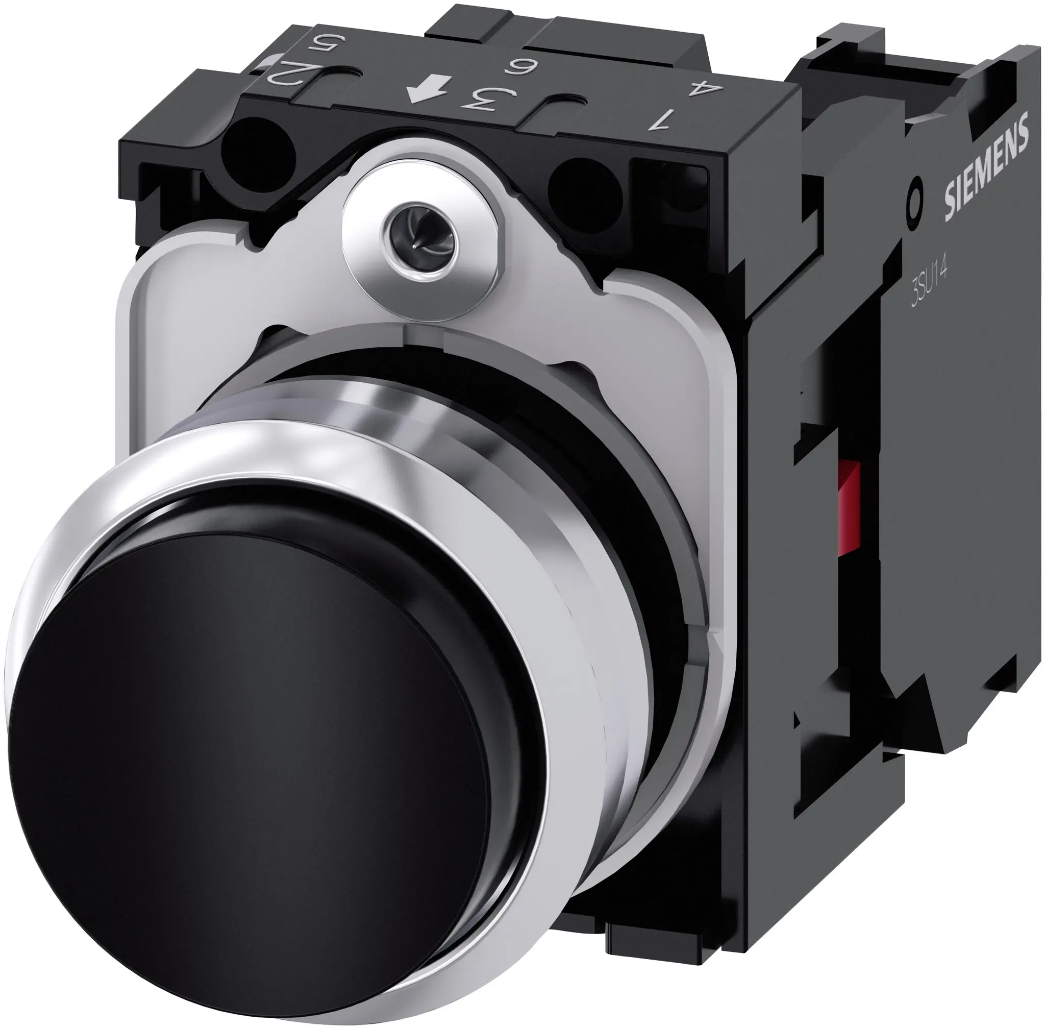 Produktfoto 1 von Siemens SIRIUS ACT 3SU11 Drucktasten-Kompletteinheit Trennplatte Ø 22.3 mm, SPST Schwarz, IP40, IP66, IP69K