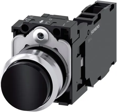 Produktfoto 1 von Siemens SIRIUS ACT 3SU11 Druckschalter Trennplatte Ø 22 mm, SPST Schwarz, IP66, IP67, IP69K