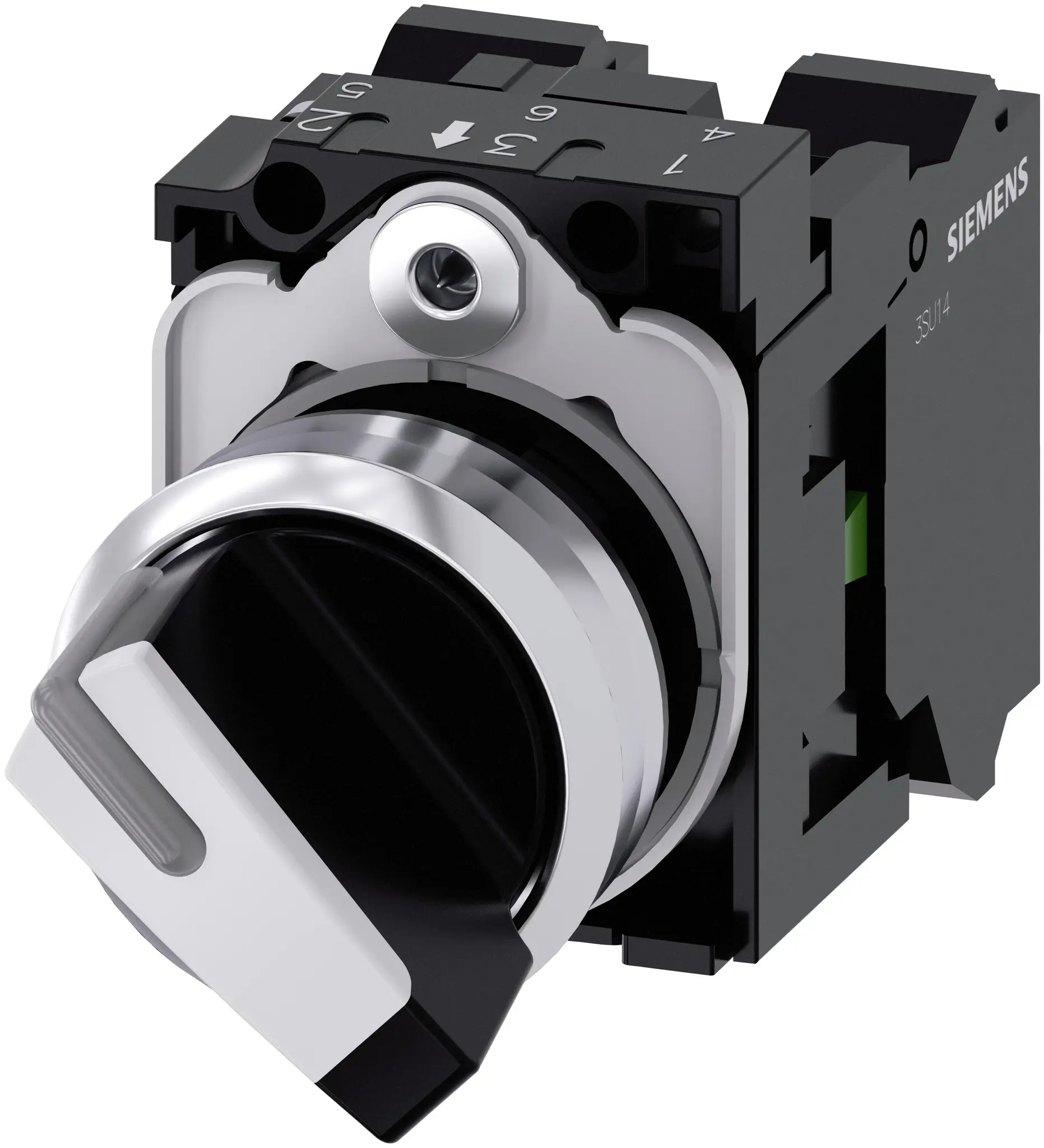 Produktfoto 1 von Siemens SIRIUS ACT 3SU11 Wahlschalter 2-Stufen Beleuchtet IP69K, IP40, IP66 Wurfwinkel 90 °