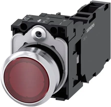 Produktfoto 1 von Siemens SIRIUS ACT 3SU11 Druckschalter Beleuchtet Trennplatte Ø 22 mm, SPST Rot, IP66, IP67, IP69K