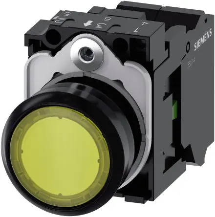 Produktfoto 1 von Siemens SIRIUS ACT 3SU11 Druckschalter Beleuchtet Trennplatte Ø 22 mm, SPST Gelb, IP66, IP67, IP69K