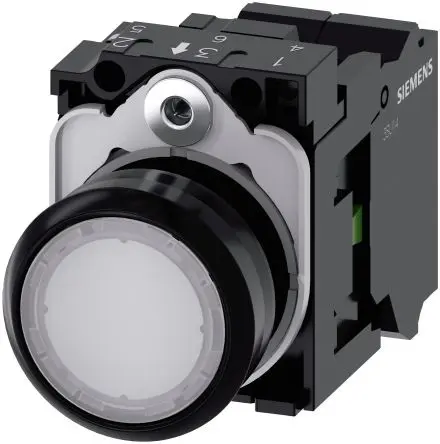 Produktfoto 1 von Siemens SIRIUS ACT 3SU11 Druckschalter Beleuchtet Trennplatte Ø 22 mm, SPST Weiß, IP66, IP67, IP69K