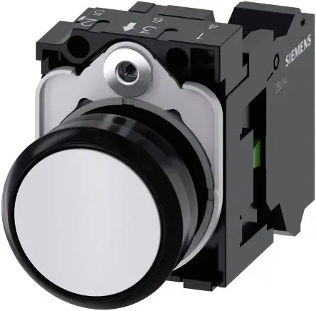 Produktfoto 1 von Siemens SIRIUS ACT 3SU11 Druckschalter Trennplatte Ø 22 mm, SPST Weiß, IP66, IP67, IP69K