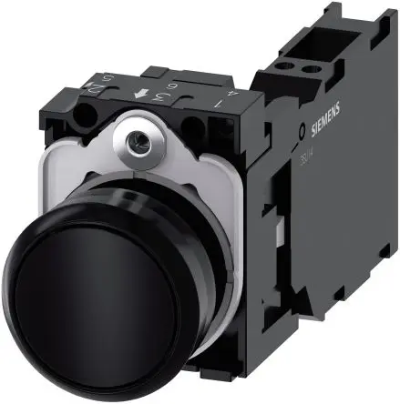 Produktfoto 1 von Siemens SIRIUS ACT 3SU11 Druckschalter Trennplatte Ø 22 mm, SPST Schwarz, IP66, IP67, IP69K