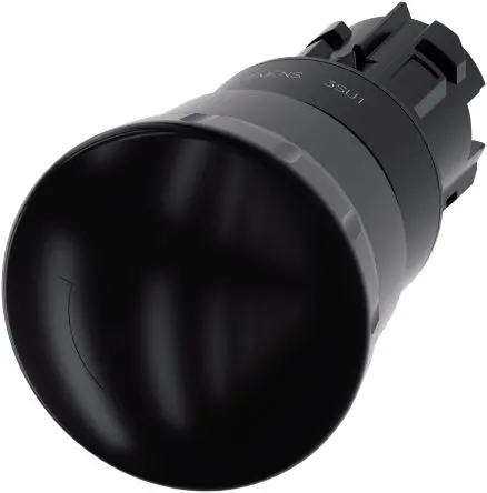 Produktfoto 1 von Siemens SIRIUS ACT Drucktastenkopf Ø 22 mm, Schwarz Rastend Pilzkopf Rund Kunststoff, IP66