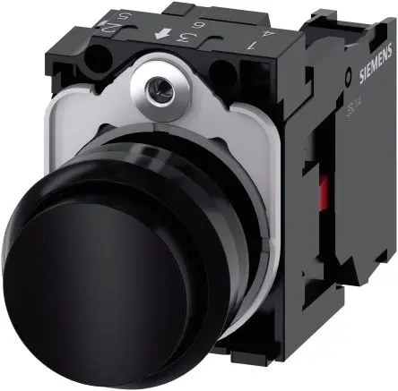 Produktfoto 1 von Siemens SIRIUS ACT 3SU11 Druckschalter Trennplatte Ø 22 mm, SPST Schwarz, IP66, IP67, IP69K