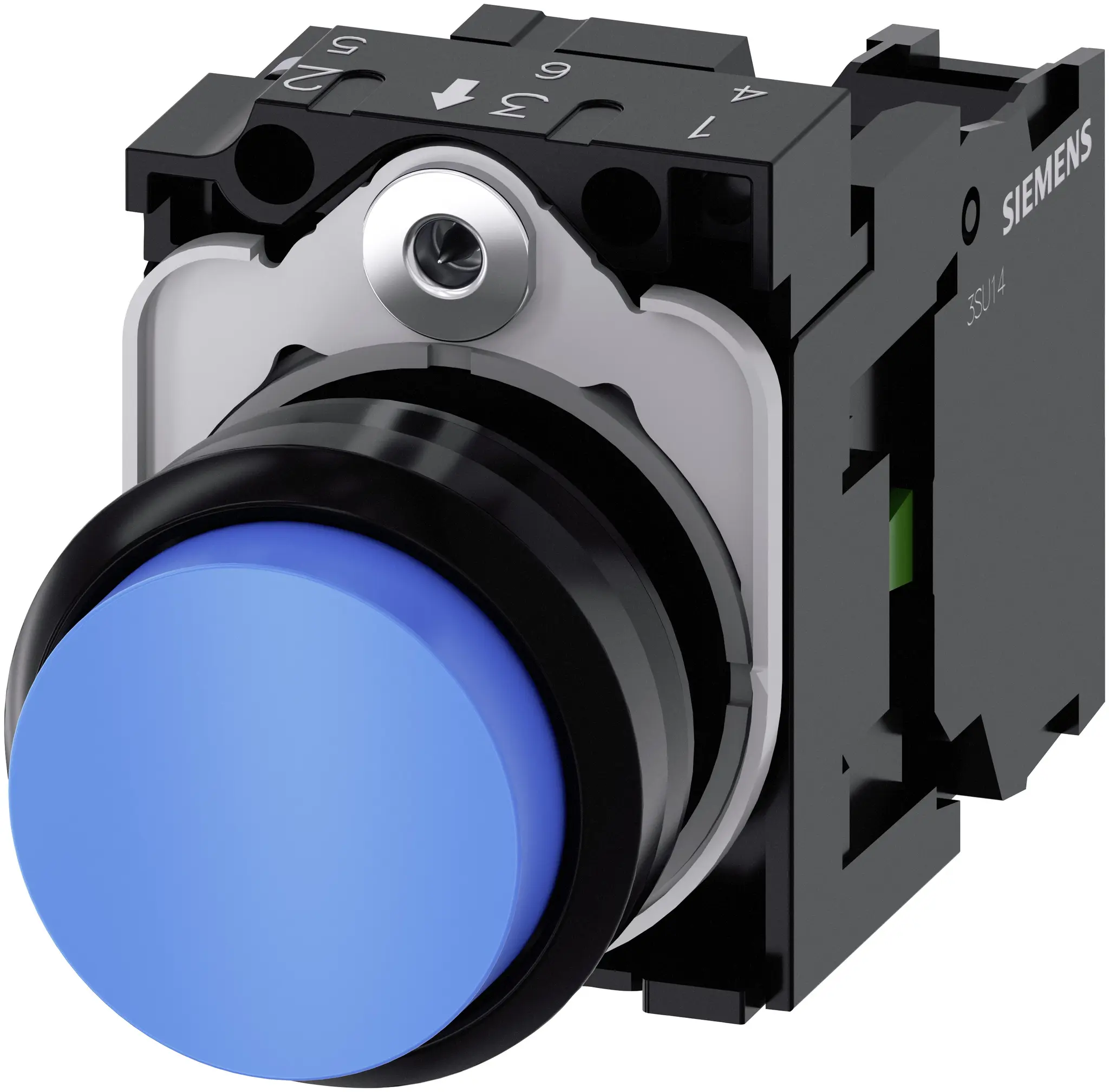 Produktfoto 1 von Siemens SIRIUS ACT 3SU11 Drucktasten-Kompletteinheit Trennplatte Ø 22.3 mm, SPST Blau, IP40, IP69K, IP66