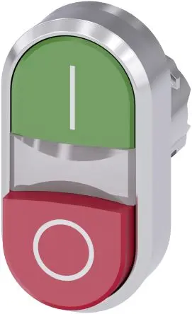 Produktfoto 1 von Siemens SIRIUS ACT Drucktastenkopf Ø 22 mm, Grün, Rot Tastend Tropfen Tropfen Kunststoff, IP66