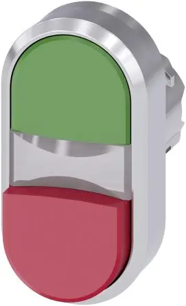 Produktfoto 1 von Siemens SIRIUS ACT Druckschalter Ø 22 mm, Grün, Rot Tastend Tropfen Tropfen Kunststoff, IP66