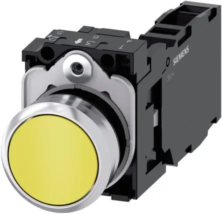 Produktfoto 1 von Siemens SIRIUS ACT 3SU11 Druckschalter Trennplatte Ø 22 mm, SPST Gelb, IP66, IP67, IP69K