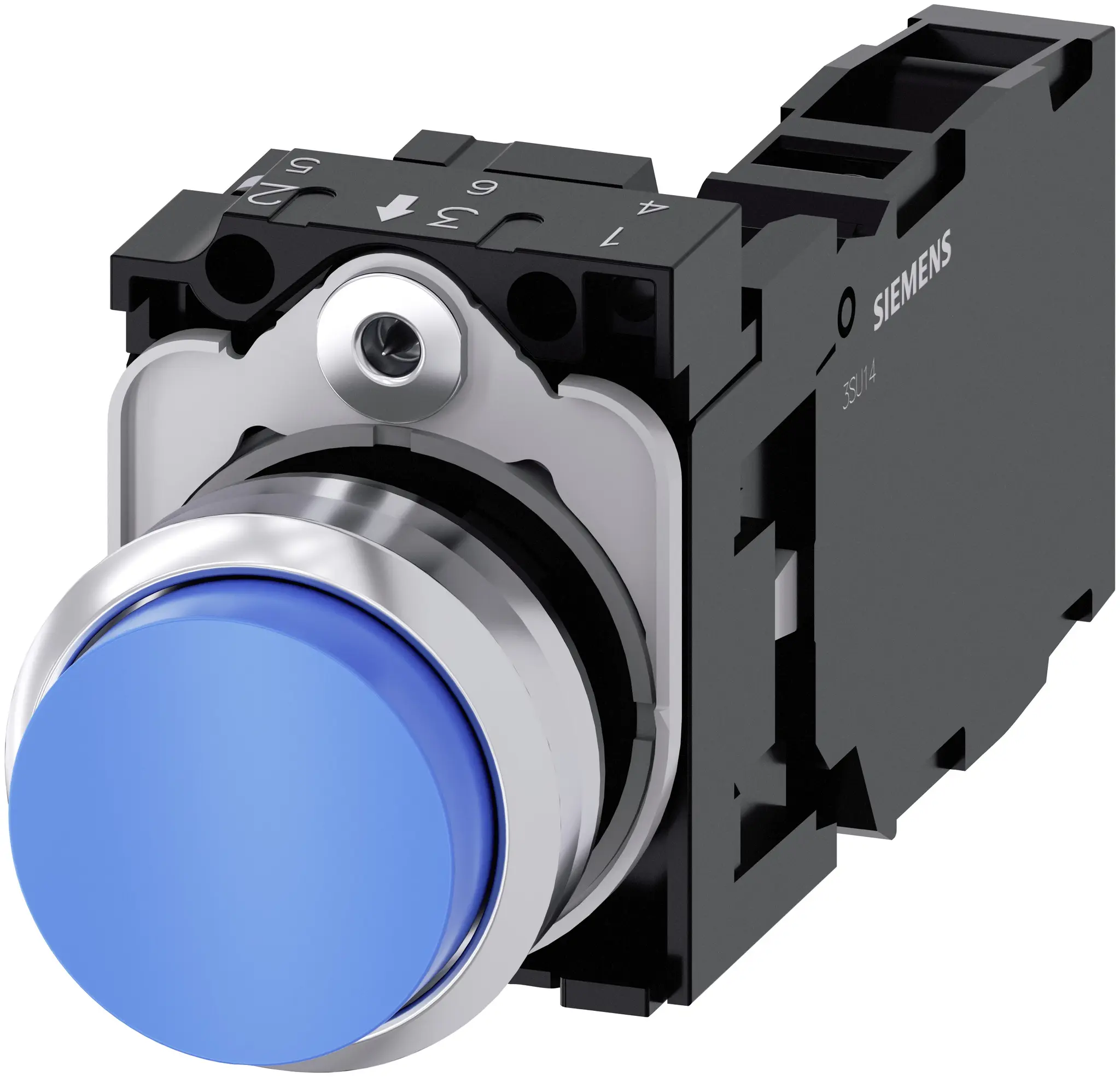 Produktfoto 1 von Siemens SIRIUS ACT 3SU11 Drucktasten-Kompletteinheit Trennplatte Ø 22.3 mm, SPST Blau, IP66, IP69K, IP40
