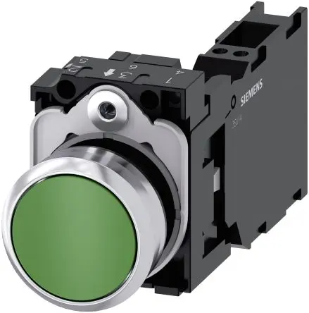 Produktfoto 1 von Siemens SIRIUS ACT 3SU11 Druckschalter Trennplatte Ø 22 mm, SPST Grün, IP66, IP67, IP69K
