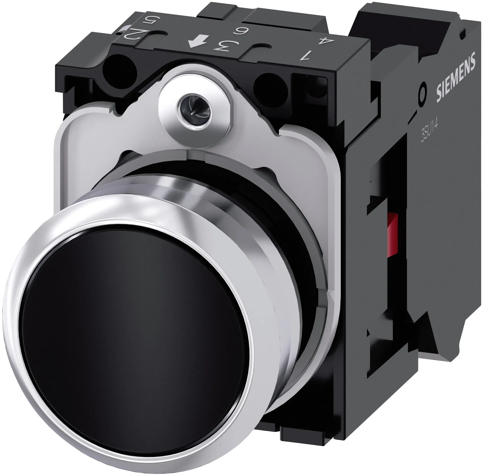 Produktfoto 1 von Siemens SIRIUS ACT 3SU11 Drucktasten-Kompletteinheit Trennplatte Ø 22.3 mm, SPST Schwarz, IP69K, IP40, IP66