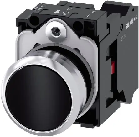 Produktfoto 1 von Siemens SIRIUS ACT 3SU11 Druckschalter Trennplatte Ø 22 mm, SPST Schwarz, IP66, IP67, IP69K