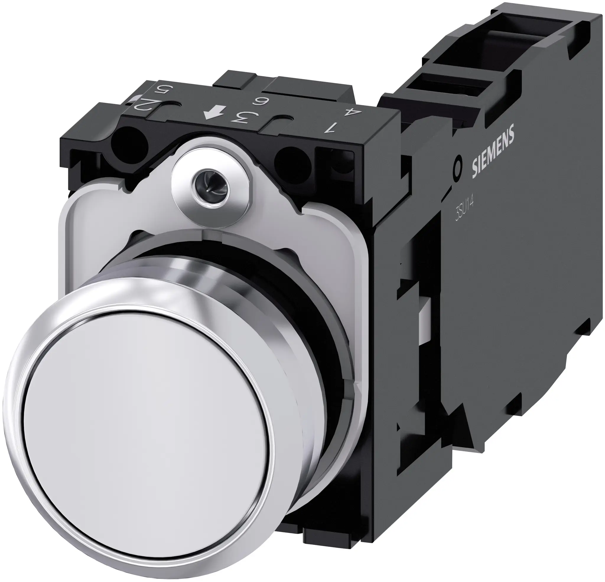Produktfoto 1 von Siemens SIRIUS ACT 3SU11 Drucktasten-Kompletteinheit Trennplatte Ø 22.3 mm, SPST Weiß, IP66, IP69K, IP40