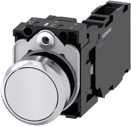 Produktfoto 1 von Siemens SIRIUS ACT 3SU11 Druckschalter Trennplatte Ø 22 mm, SPST Weiß, IP66, IP67, IP69K