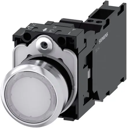 Produktfoto 1 von Siemens SIRIUS ACT 3SU11 Druckschalter Beleuchtet Trennplatte Ø 22 mm, SPST Weiß, IP66, IP67, IP69K