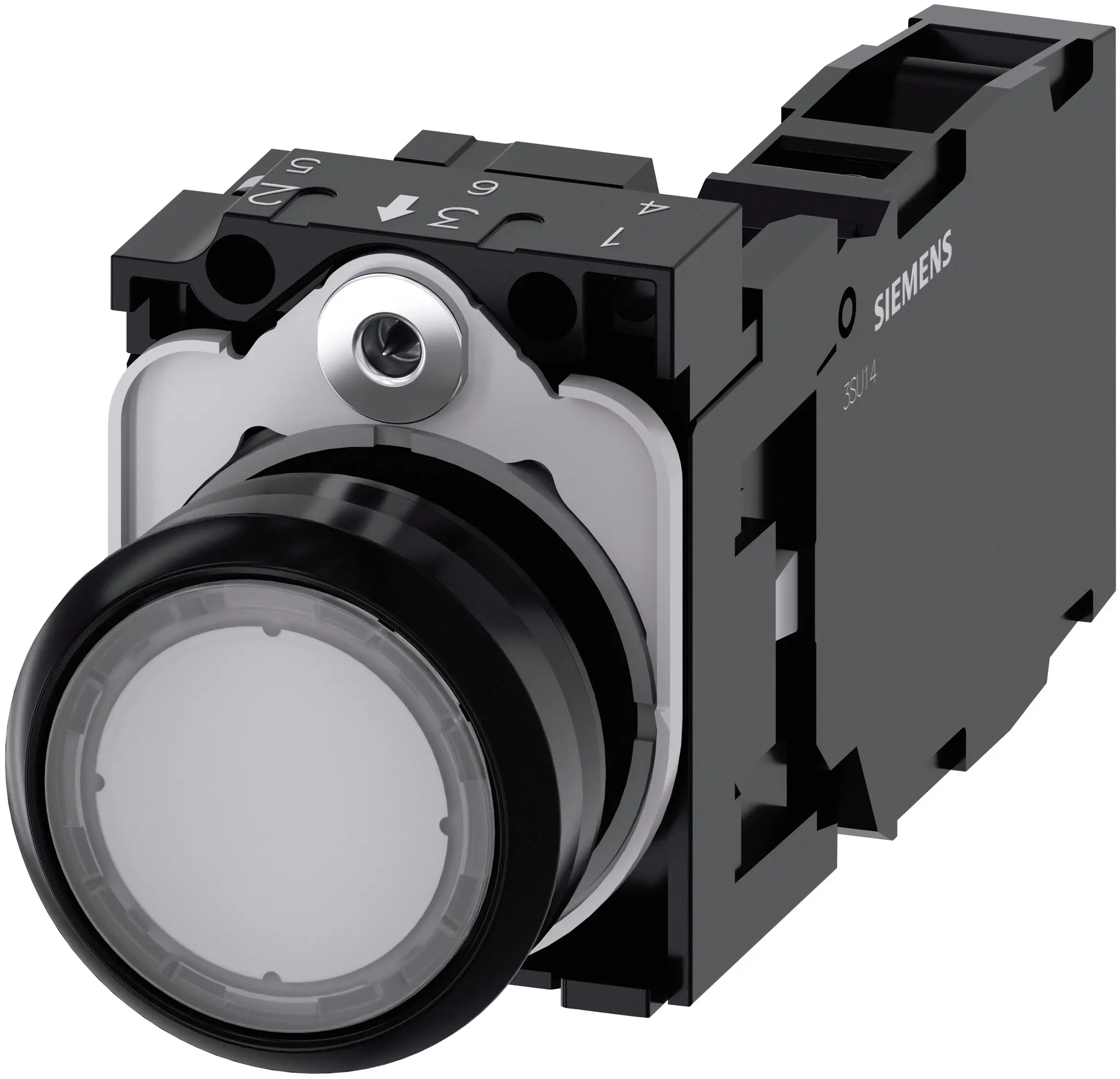 Produktfoto 1 von Siemens SIRIUS ACT 3SU11 Drucktasten-Kompletteinheit Trennplatte Ø 22.3 mm, SPST lichtdurchlässig, IP40, IP69K, IP66