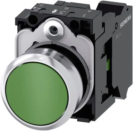 Produktfoto 1 von Siemens SIRIUS ACT 3SU11 Druckschalter Trennplatte Ø 22 mm, SPST Grün, IP66, IP67, IP69K