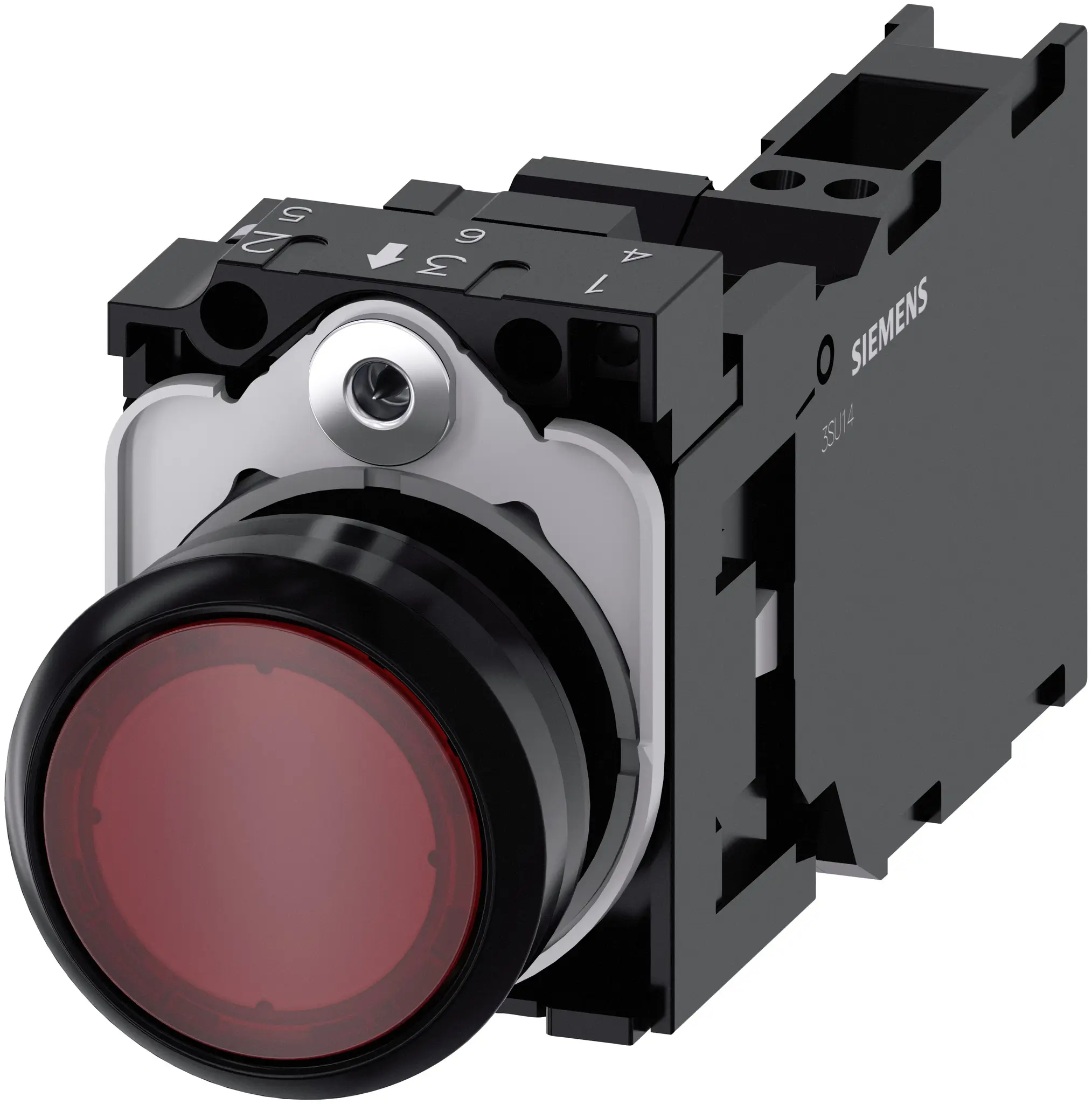 Produktfoto 1 von Siemens SIRIUS ACT 3SU11 Drucktasten-Kompletteinheit Beleuchtet Trennplatte Ø 22.3 mm, SPST Rot, IP40, IP69K, IP66