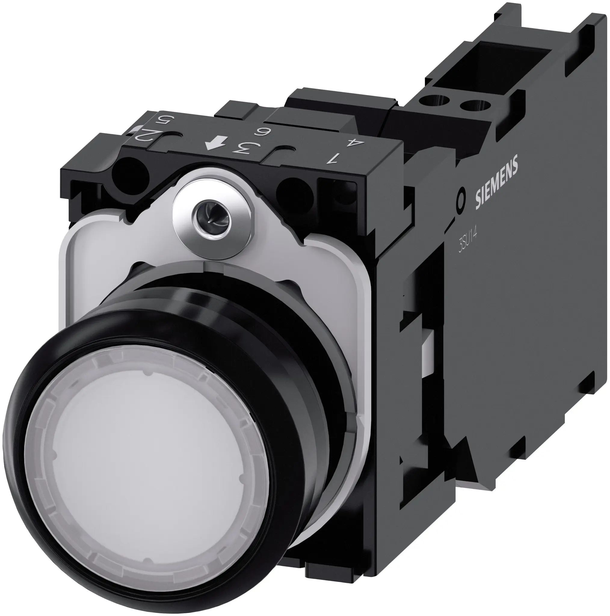 Produktfoto 1 von Siemens SIRIUS ACT 3SU11 Drucktasten-Kompletteinheit Beleuchtet Trennplatte Ø 22.3 mm, SPST Weiß, IP66, IP40, IP69K