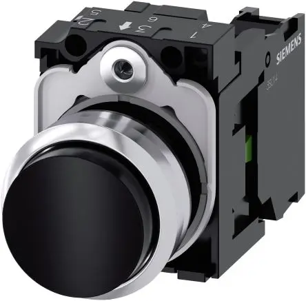 Produktfoto 1 von Siemens SIRIUS ACT 3SU11 Druckschalter Trennplatte Ø 22 mm, SPST Schwarz, IP66, IP67, IP69K