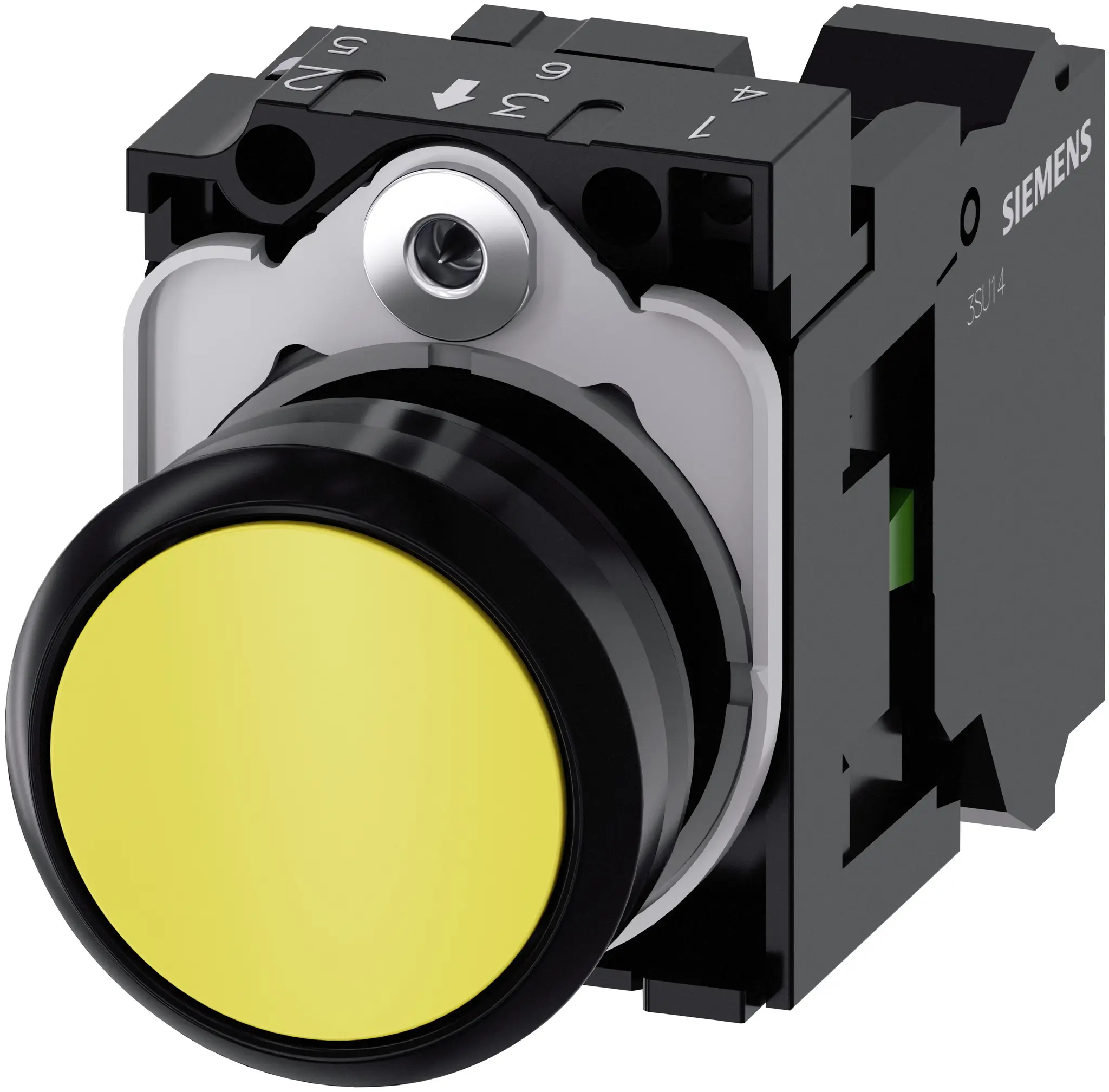 Produktfoto 1 von Siemens SIRIUS ACT 3SU11 Drucktasten-Kompletteinheit Trennplatte Ø 22.3 mm, SPST Gelb, IP69K, IP66, IP40