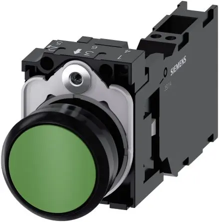 Produktfoto 1 von Siemens SIRIUS ACT 3SU11 Druckschalter Trennplatte Ø 22 mm, SPST Grün, IP66, IP67, IP69K