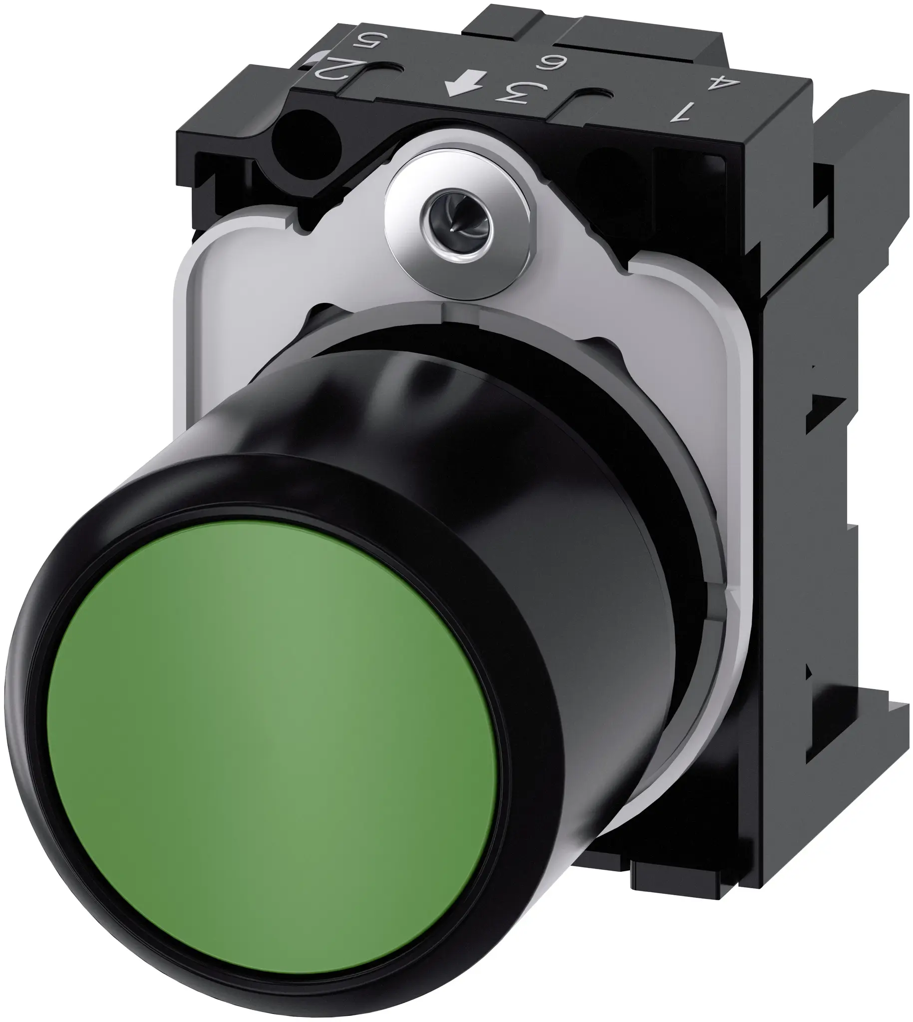 Produktfoto 1 von Siemens 3SU1 Drucktastenkopf Ø 22 mm, Grün Tastend Rund Rund Kunststoff, IP66