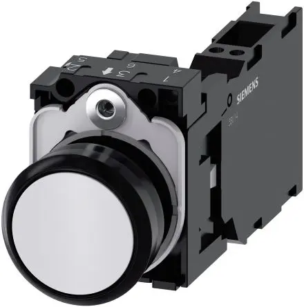 Produktfoto 1 von Siemens SIRIUS ACT 3SU11 Druckschalter Trennplatte Ø 22 mm, SPST Weiß, IP66, IP67, IP69K