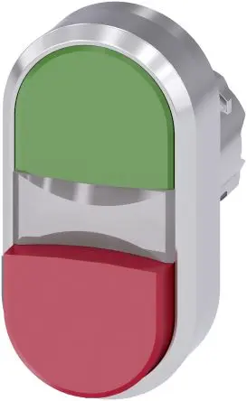 Produktfoto 1 von Siemens SIRIUS ACT Drucktastenkopf Ø 22 mm, Grün, Rot Tastend Tropfen Tropfen Kunststoff, IP66