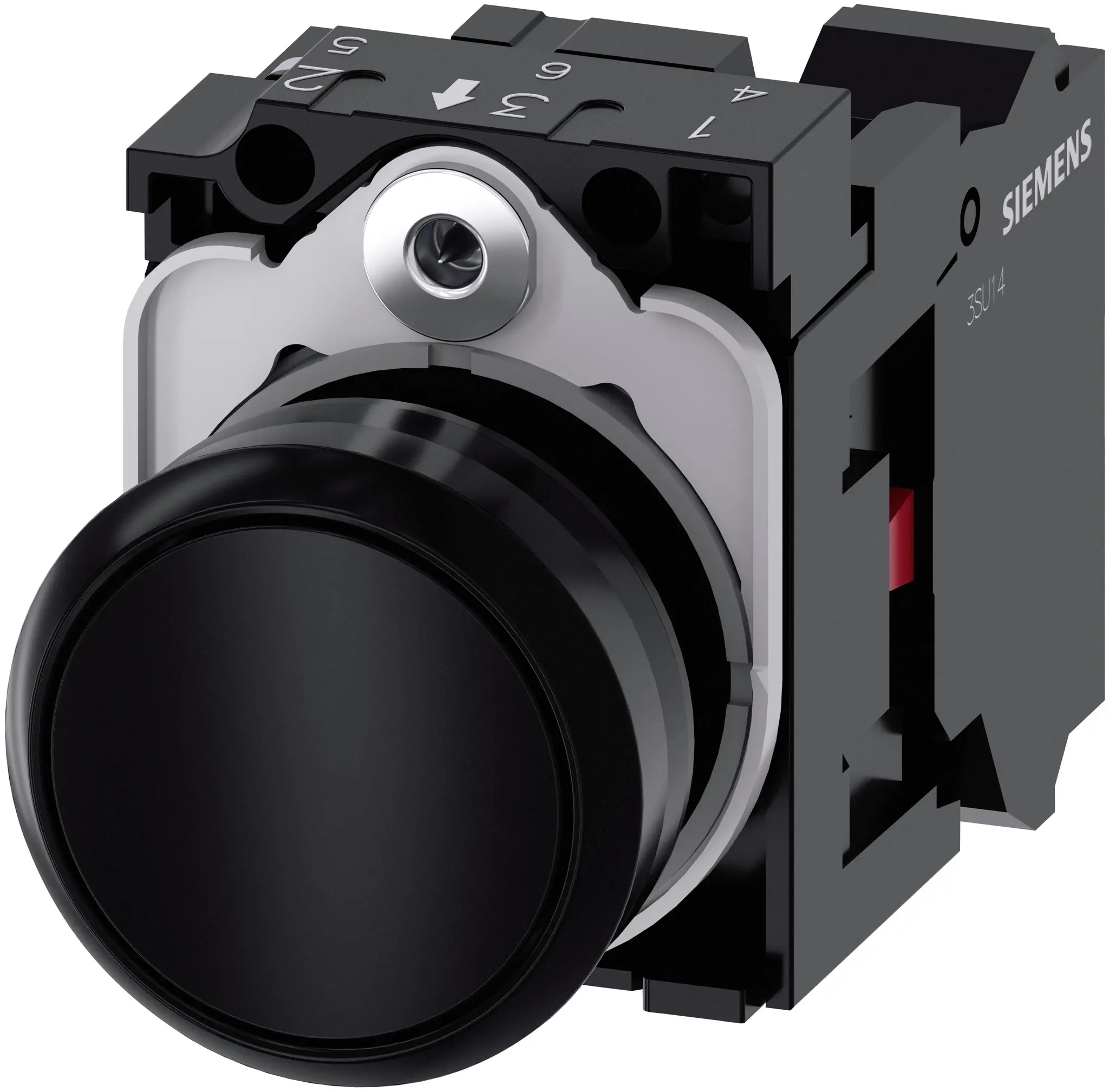 Produktfoto 1 von Siemens SIRIUS ACT 3SU11 Drucktasten-Kompletteinheit Trennplatte Ø 22.3 mm, SPST Schwarz, IP40, IP66, IP69K