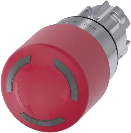 Produktfoto 1 von Siemens SIRIUS ACT 3SU10 Not-Aus-Schalter, 22 mm, Drehfreigabe, Pilzkopf, Metall, IP69, IP66, IP67 beleuchtet