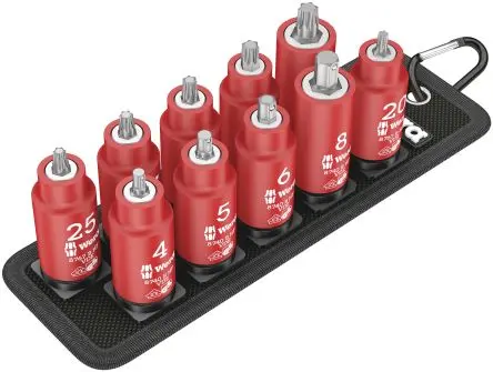 Produktfoto 1 von Wera Steckschlüsselsatz 3/8 in Gemischter Bit-Satz Sechskant, Innensechsrund VDE 1000V zugelassen 10-teilig