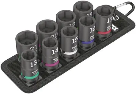 Produktfoto 1 von Wera Schlag-Steckschlüssel lang 1/2 in Vierkant Sechskant 13 to 21 mm 10-teilig
