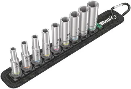 Produktfoto 1 von Wera Steckschlüsselsatz 1/4 in Vierkant Tief 5.5 to 13 mm 9-teilig
