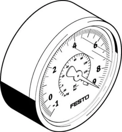Produktfoto 1 von Festo Mit Gewinde VAM Manometer 63 mm -1 bar → 0 bar ABS Gehäuse 1/4 in R