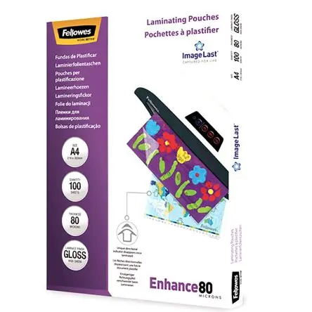 Produktfoto 1 von Fellowes Laminiertasche, A3, 80 μm, Glänzend, 100 pro Paket Stück H. 1 mm