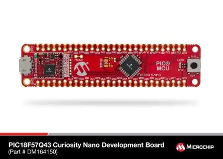 Produktfoto 1 von Microchip PIC18F57Q43 Curiosity Nano Evaluierungskit GPIO, Evaluierungsplatine Evaluierungsplatine PIC18F57Q43 PIC18